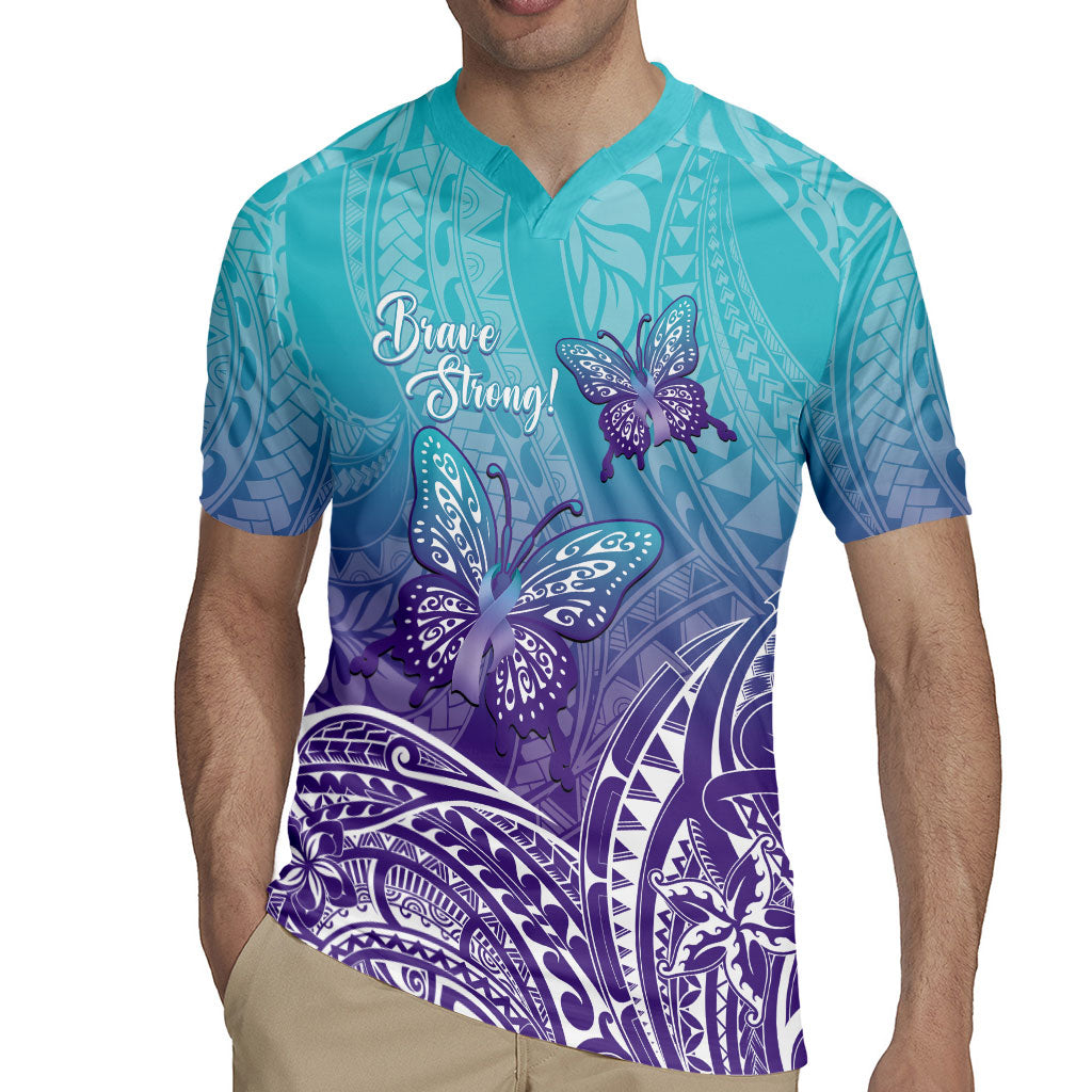 Polynesia Suicide Prevention Month Rugby Jersey Butterfly Purple And Teal Ribbon Tomorrow Needs You