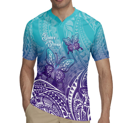 Polynesia Suicide Prevention Month Rugby Jersey Butterfly Purple And Teal Ribbon Tomorrow Needs You