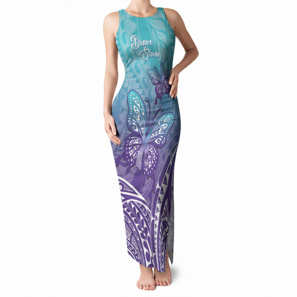 Polynesia Suicide Prevention Month Tank Maxi Dress Butterfly Purple And Teal Ribbon Tomorrow Needs You