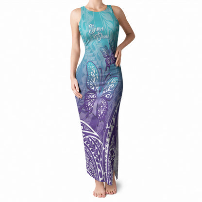 Polynesia Suicide Prevention Month Tank Maxi Dress Butterfly Purple And Teal Ribbon Tomorrow Needs You