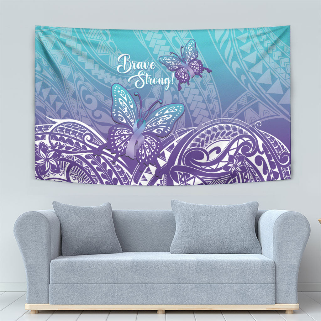Polynesia Suicide Prevention Month Tapestry Butterfly Purple And Teal Ribbon Tomorrow Needs You