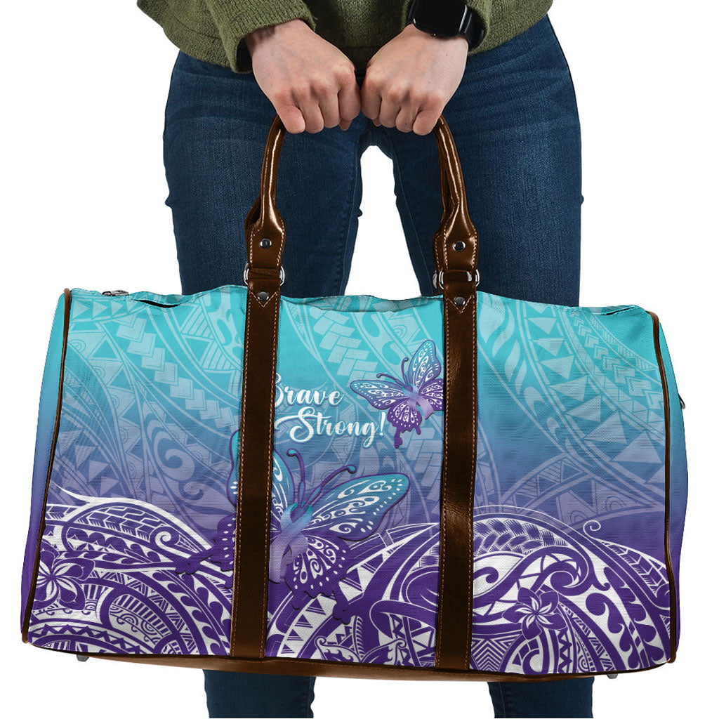 Polynesia Suicide Prevention Month Travel Bag Butterfly Purple And Teal Ribbon Tomorrow Needs You