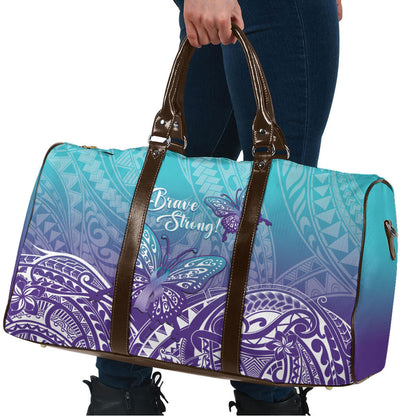 Polynesia Suicide Prevention Month Travel Bag Butterfly Purple And Teal Ribbon Tomorrow Needs You