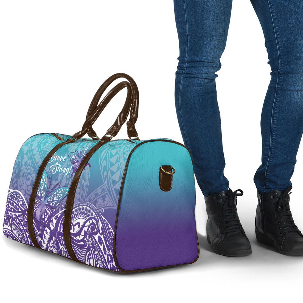 Polynesia Suicide Prevention Month Travel Bag Butterfly Purple And Teal Ribbon Tomorrow Needs You