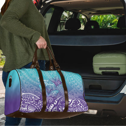 Polynesia Suicide Prevention Month Travel Bag Butterfly Purple And Teal Ribbon Tomorrow Needs You