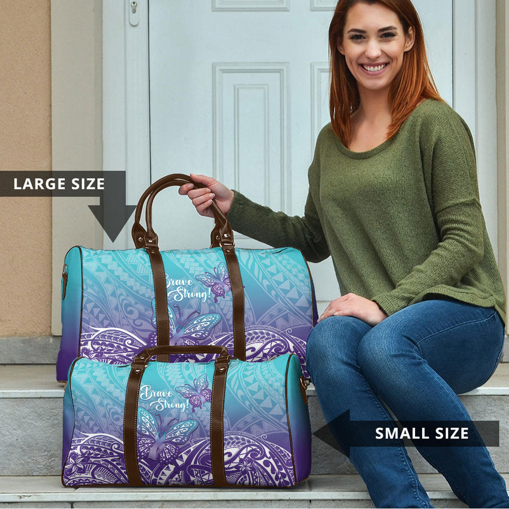 Polynesia Suicide Prevention Month Travel Bag Butterfly Purple And Teal Ribbon Tomorrow Needs You