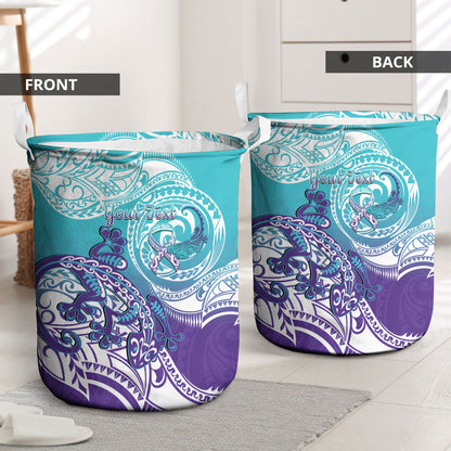 Personalised New Zealand Suicide Prevention Month Laundry Basket You Matter NZ Fern With Maori Koru Lizard