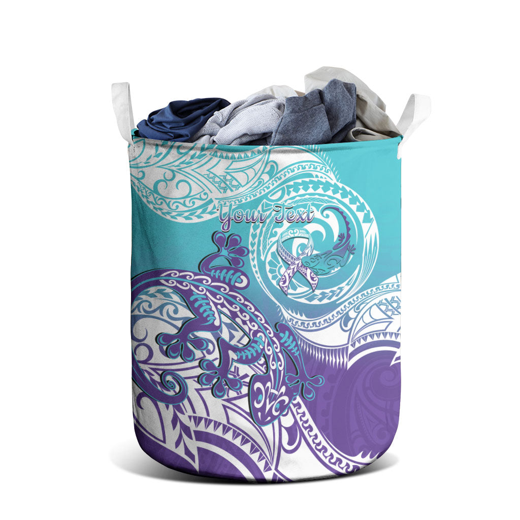 Personalised New Zealand Suicide Prevention Month Laundry Basket You Matter NZ Fern With Maori Koru Lizard