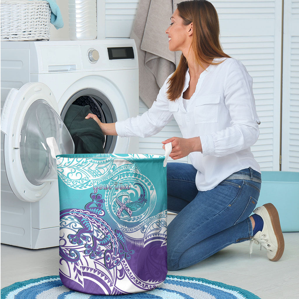 Personalised New Zealand Suicide Prevention Month Laundry Basket You Matter NZ Fern With Maori Koru Lizard