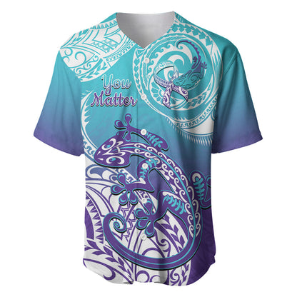 Personalised New Zealand Suicide Prevention Month Baseball Jersey You Matter NZ Fern With Maori Koru Lizard