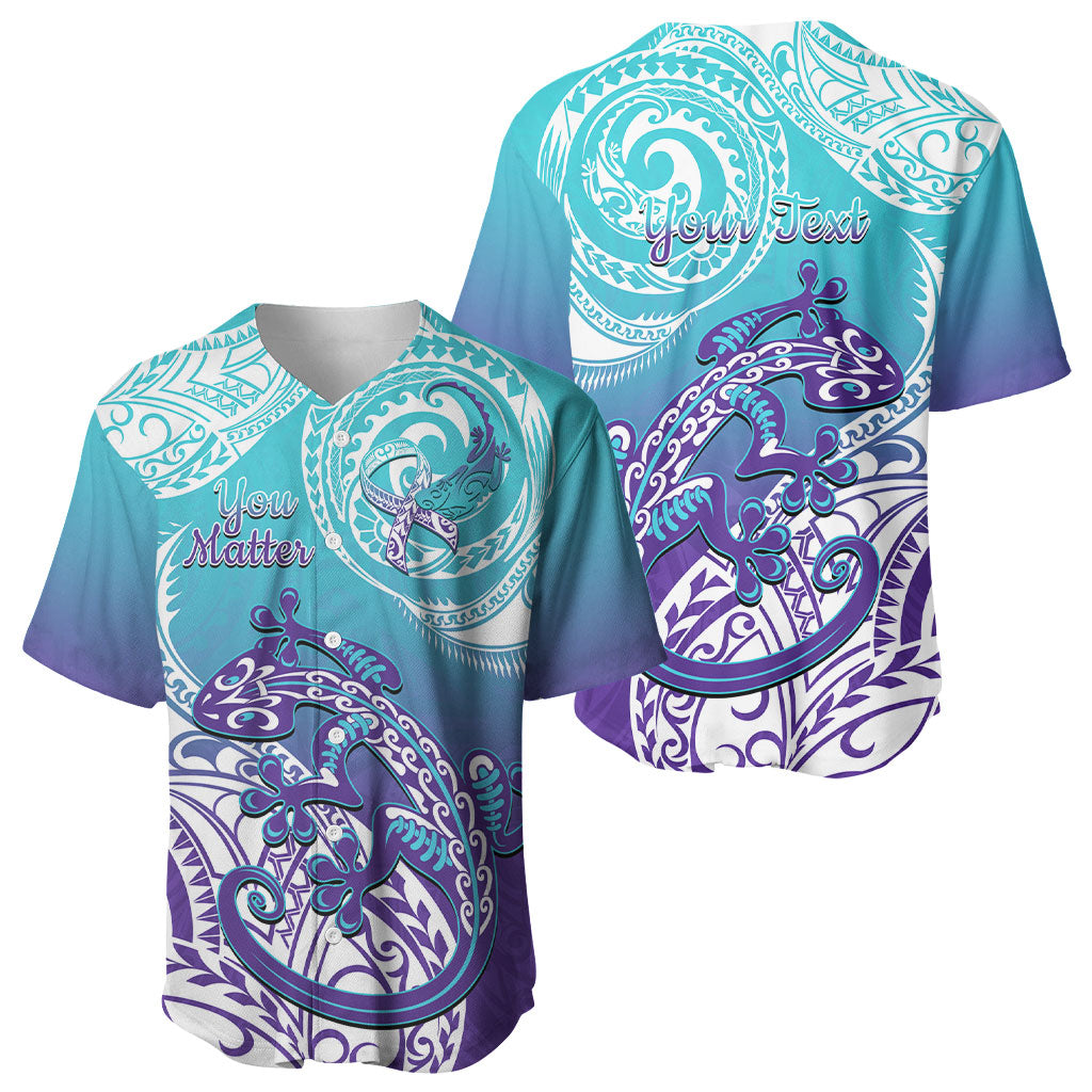 Personalised New Zealand Suicide Prevention Month Baseball Jersey You Matter NZ Fern With Maori Koru Lizard