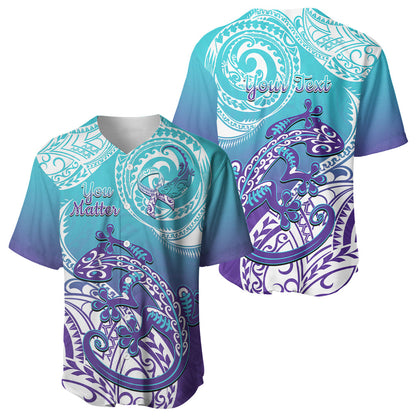 Personalised New Zealand Suicide Prevention Month Baseball Jersey You Matter NZ Fern With Maori Koru Lizard