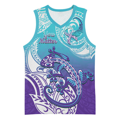 Personalised New Zealand Suicide Prevention Month Basketball Jersey You Matter NZ Fern With Maori Koru Lizard