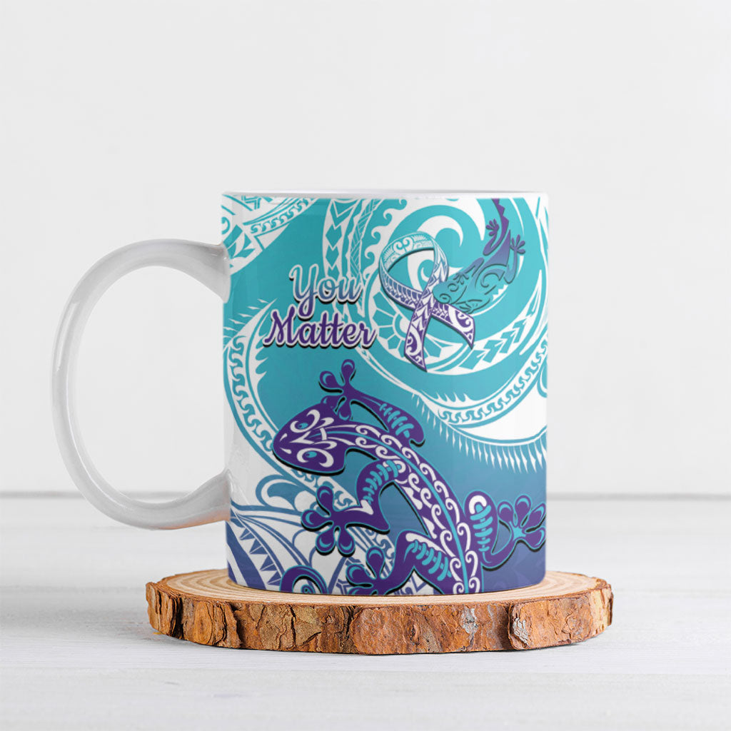 Personalised New Zealand Suicide Prevention Month Ceramic Mug You Matter NZ Fern With Maori Koru Lizard