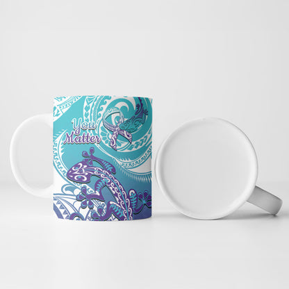 Personalised New Zealand Suicide Prevention Month Ceramic Mug You Matter NZ Fern With Maori Koru Lizard