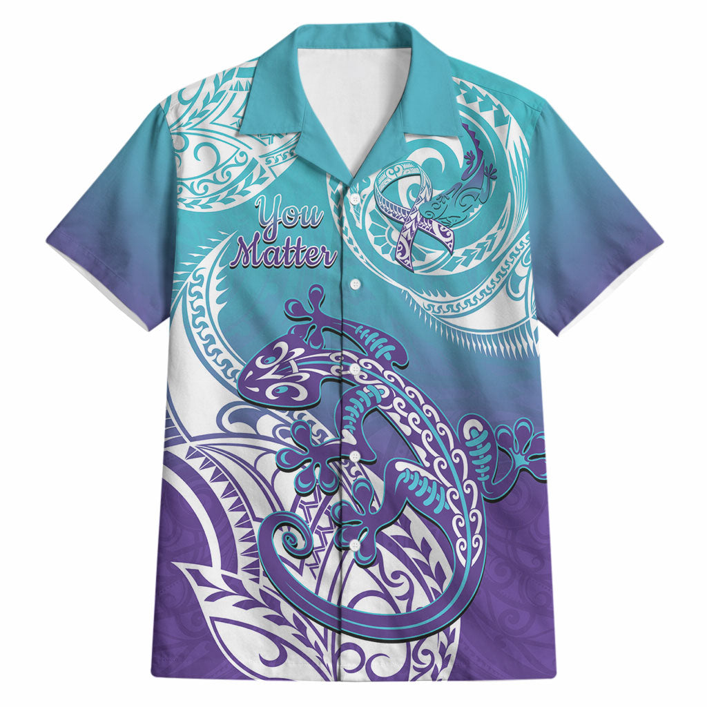 Personalised New Zealand Suicide Prevention Month Hawaiian Shirt You Matter NZ Fern With Maori Koru Lizard