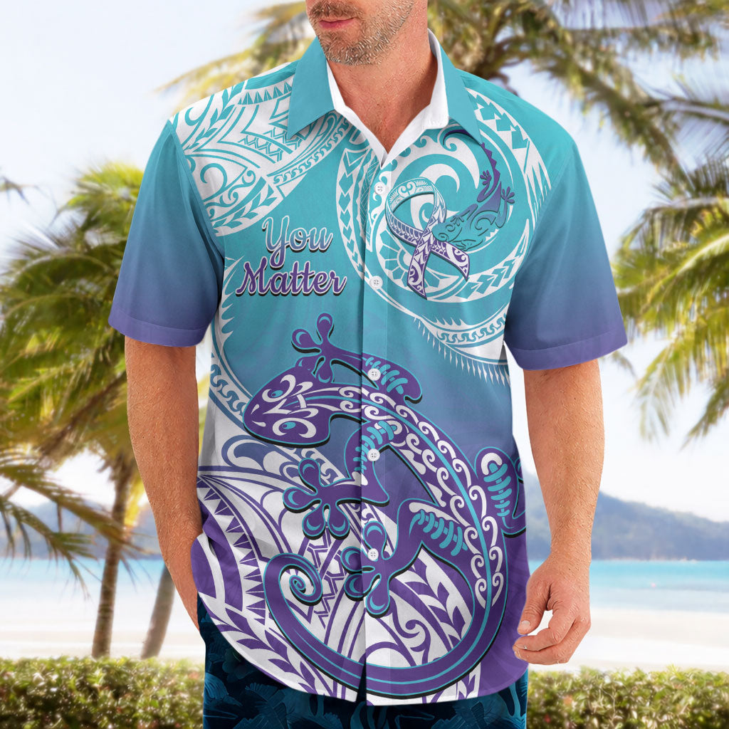 Personalised New Zealand Suicide Prevention Month Hawaiian Shirt You Matter NZ Fern With Maori Koru Lizard