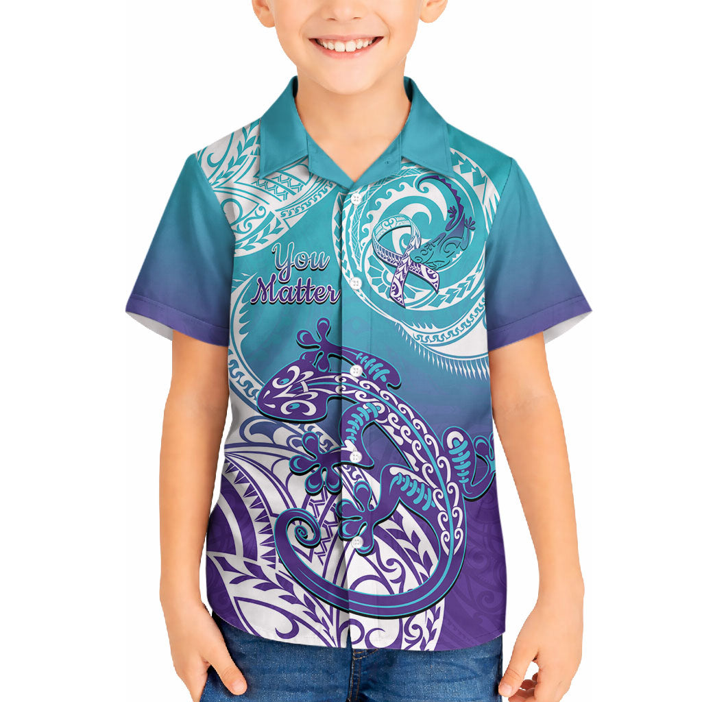 Personalised New Zealand Suicide Prevention Month Hawaiian Shirt You Matter NZ Fern With Maori Koru Lizard