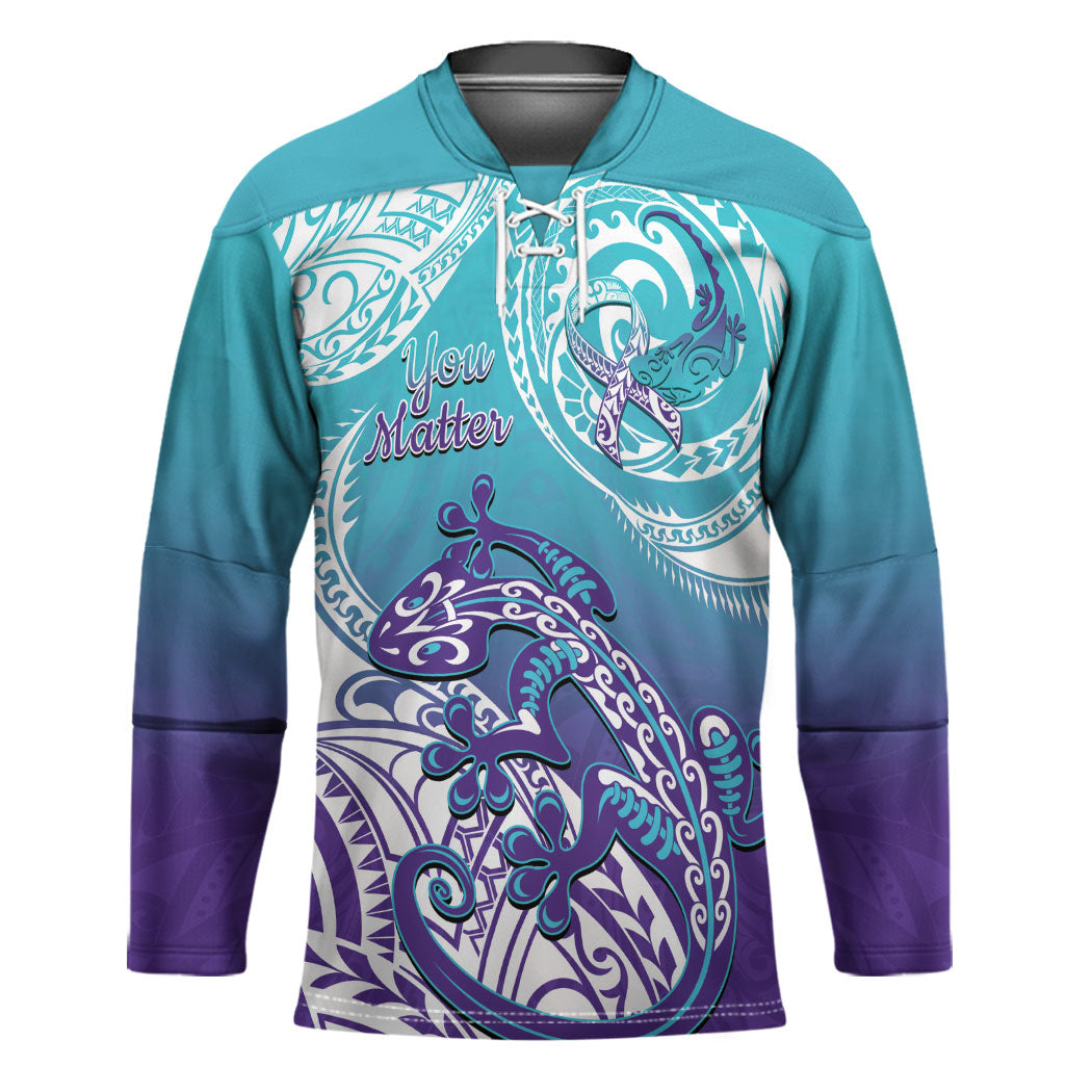Personalised New Zealand Suicide Prevention Month Hockey Jersey You Matter NZ Fern With Maori Koru Lizard