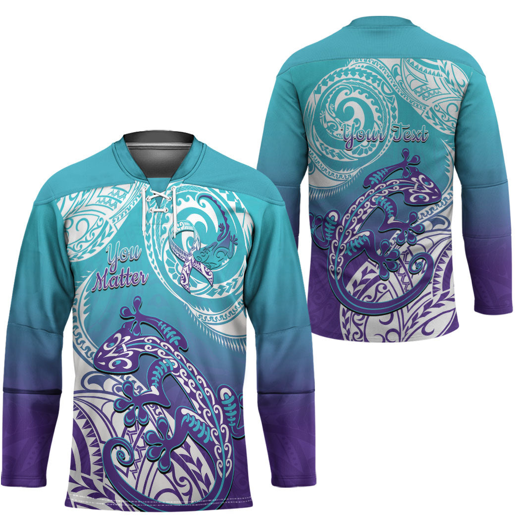 Personalised New Zealand Suicide Prevention Month Hockey Jersey You Matter NZ Fern With Maori Koru Lizard