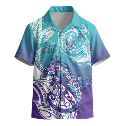 Personalised New Zealand Suicide Prevention Month Kid Hawaiian Shirt You Matter NZ Fern With Maori Koru Lizard