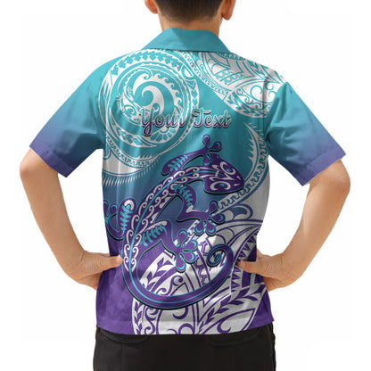 Personalised New Zealand Suicide Prevention Month Kid Hawaiian Shirt You Matter NZ Fern With Maori Koru Lizard