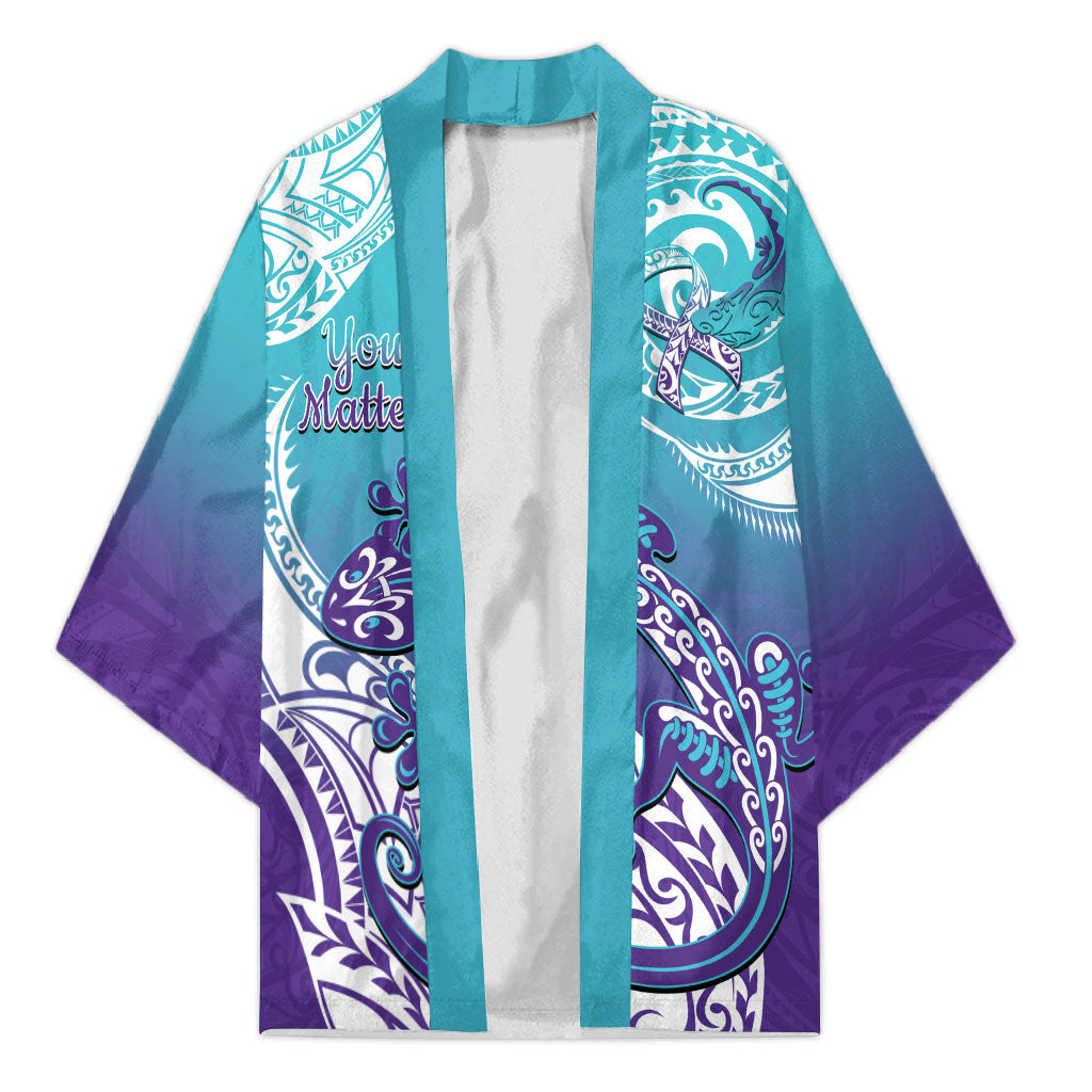 Personalised New Zealand Suicide Prevention Month Kimono You Matter NZ Fern With Maori Koru Lizard