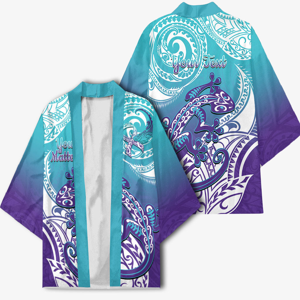 Personalised New Zealand Suicide Prevention Month Kimono You Matter NZ Fern With Maori Koru Lizard
