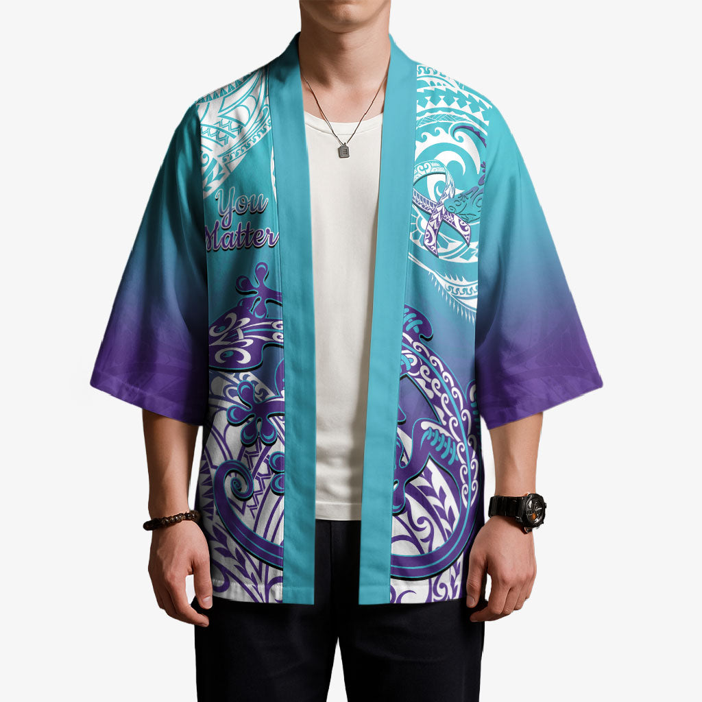 Personalised New Zealand Suicide Prevention Month Kimono You Matter NZ Fern With Maori Koru Lizard