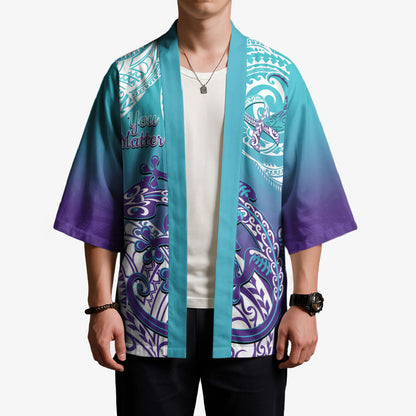 Personalised New Zealand Suicide Prevention Month Kimono You Matter NZ Fern With Maori Koru Lizard