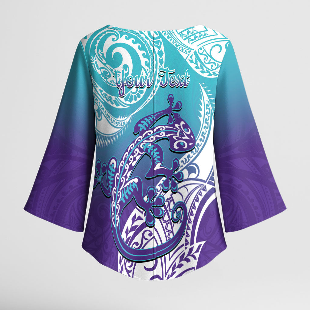 Personalised New Zealand Suicide Prevention Month Kimono Sleeve Blouse You Matter NZ Fern With Maori Koru Lizard