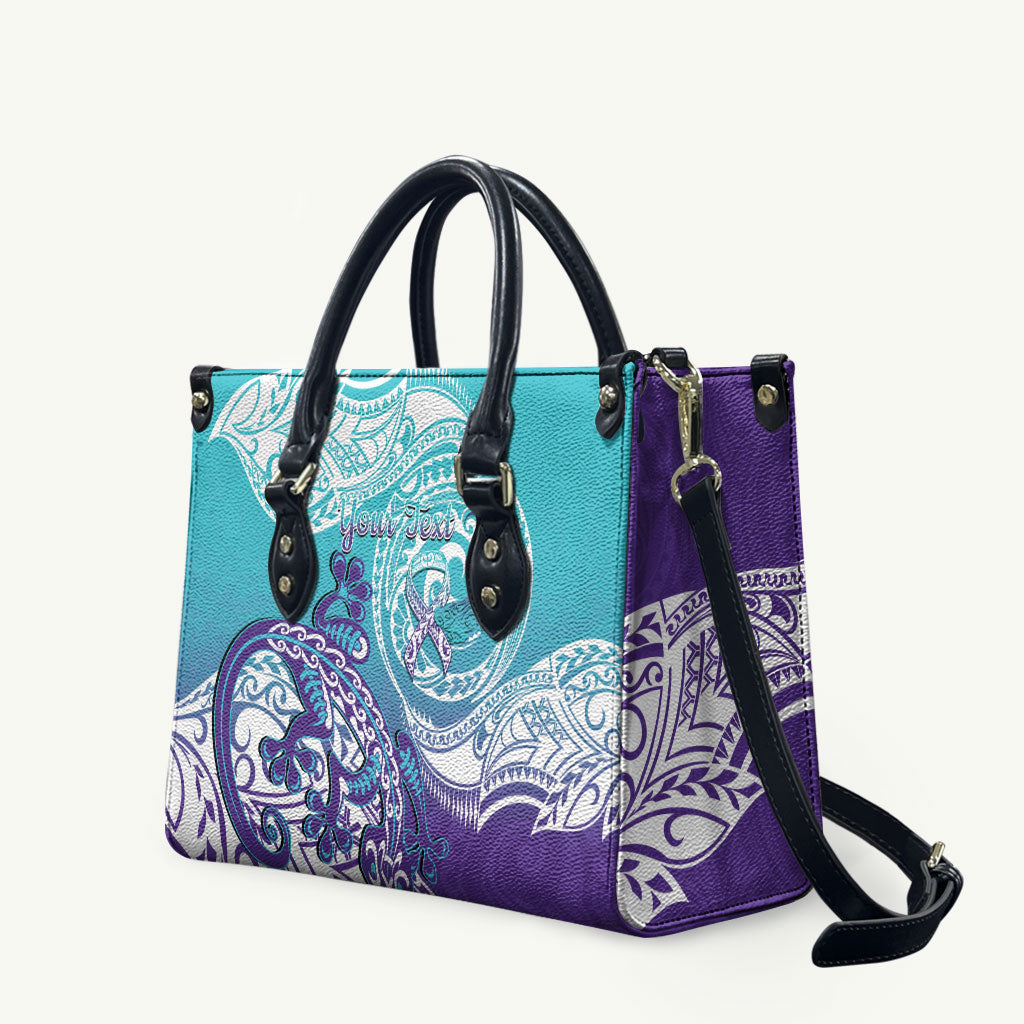 Personalised New Zealand Suicide Prevention Month Leather Bag You Matter NZ Fern With Maori Koru Lizard