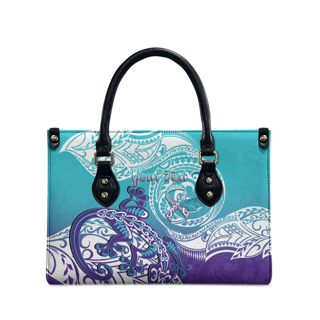 Personalised New Zealand Suicide Prevention Month Leather Bag You Matter NZ Fern With Maori Koru Lizard
