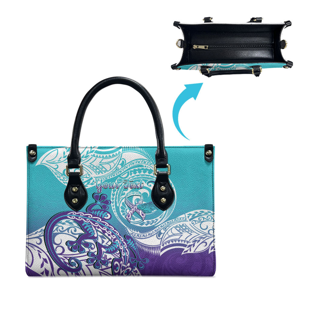 Personalised New Zealand Suicide Prevention Month Leather Bag You Matter NZ Fern With Maori Koru Lizard