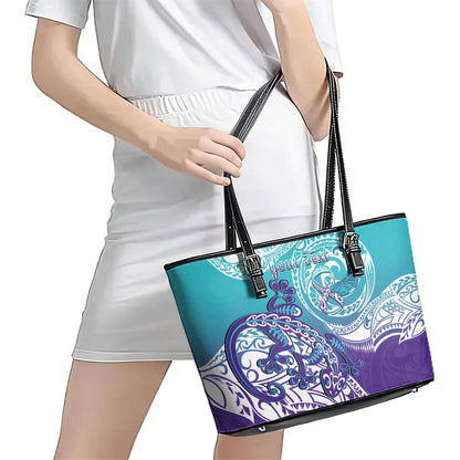 Personalised New Zealand Suicide Prevention Month Leather Tote Bag You Matter NZ Fern With Maori Koru Lizard