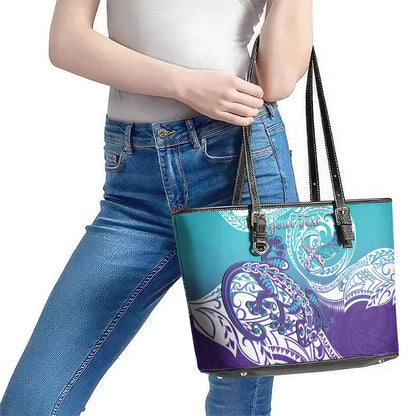 Personalised New Zealand Suicide Prevention Month Leather Tote Bag You Matter NZ Fern With Maori Koru Lizard