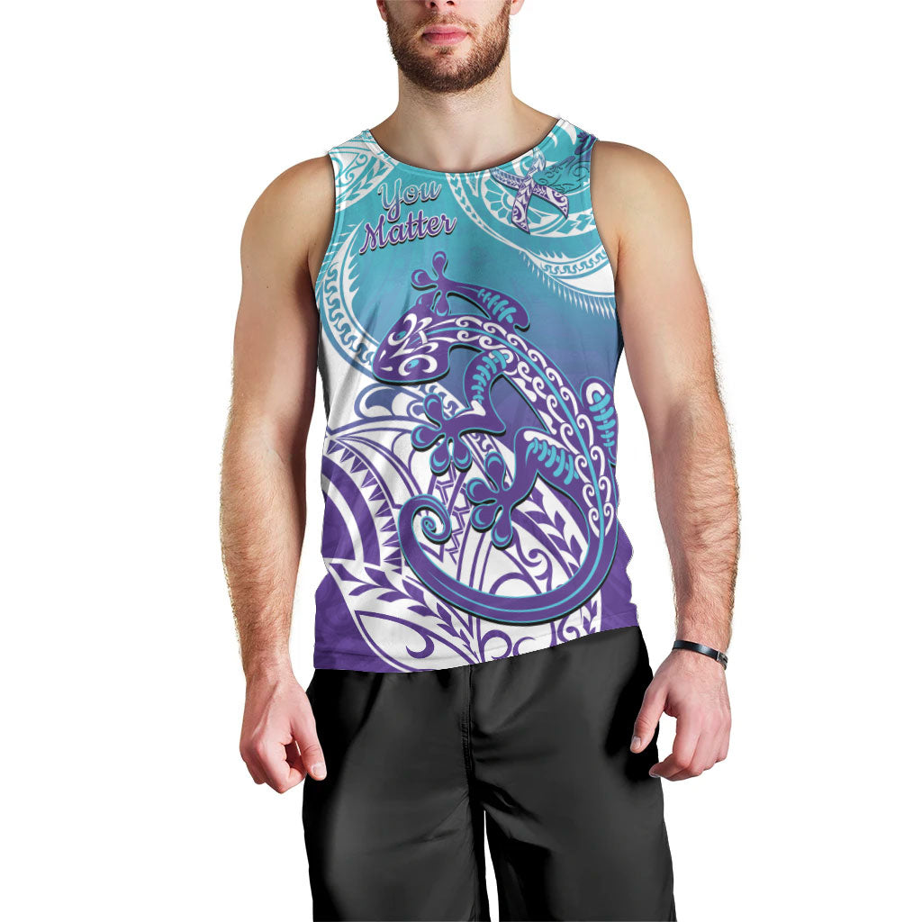 Personalised New Zealand Suicide Prevention Month Men Tank Top You Matter NZ Fern With Maori Koru Lizard