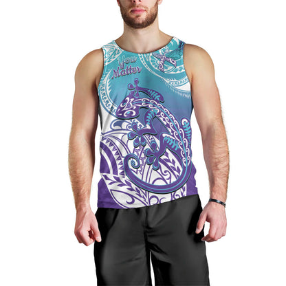 Personalised New Zealand Suicide Prevention Month Men Tank Top You Matter NZ Fern With Maori Koru Lizard