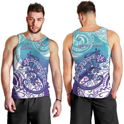 Personalised New Zealand Suicide Prevention Month Men Tank Top You Matter NZ Fern With Maori Koru Lizard
