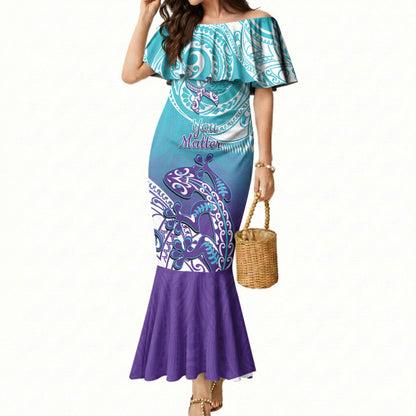 Personalised New Zealand Suicide Prevention Month Mermaid Dress You Matter NZ Fern With Maori Koru Lizard