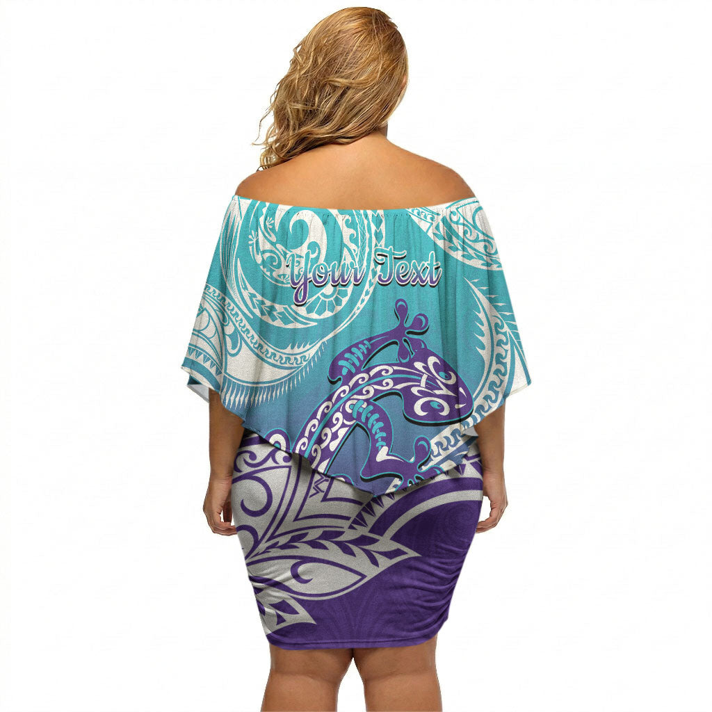 Personalised New Zealand Suicide Prevention Month Off Shoulder Short Dress You Matter NZ Fern With Maori Koru Lizard