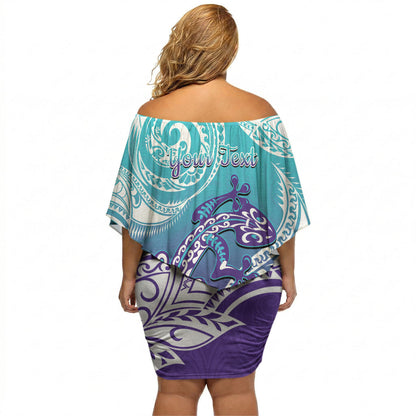 Personalised New Zealand Suicide Prevention Month Off Shoulder Short Dress You Matter NZ Fern With Maori Koru Lizard