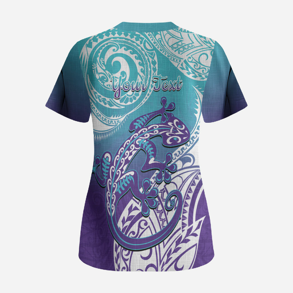 Personalised New Zealand Suicide Prevention Month Scrub Top You Matter NZ Fern With Maori Koru Lizard