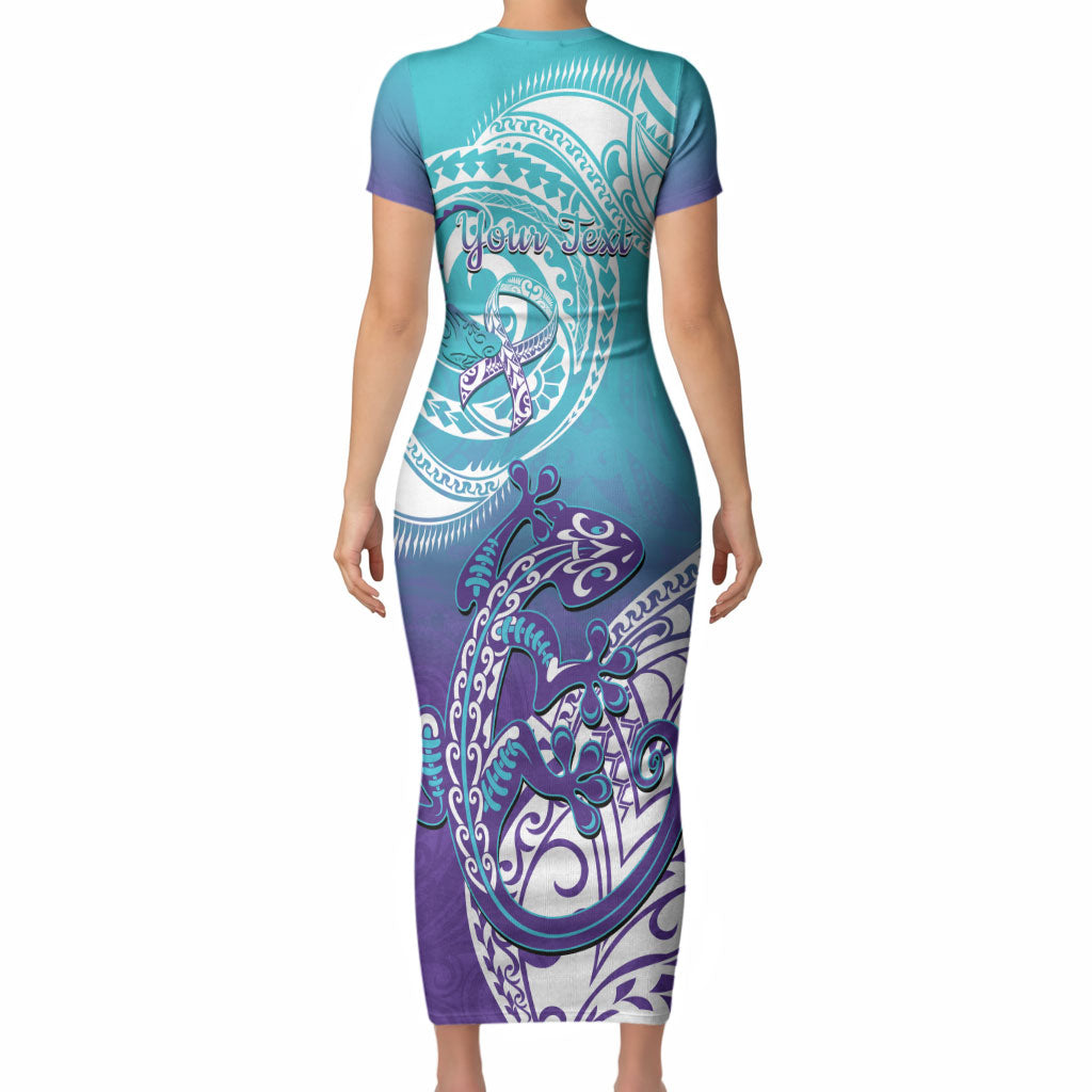 Personalised New Zealand Suicide Prevention Month Short Sleeve Bodycon Dress You Matter NZ Fern With Maori Koru Lizard