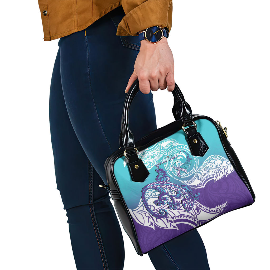Personalised New Zealand Suicide Prevention Month Shoulder Handbag You Matter NZ Fern With Maori Koru Lizard