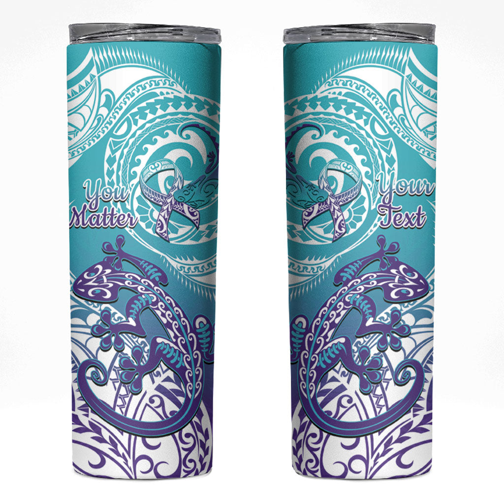 Personalised New Zealand Suicide Prevention Month Skinny Tumbler You Matter NZ Fern With Maori Koru Lizard