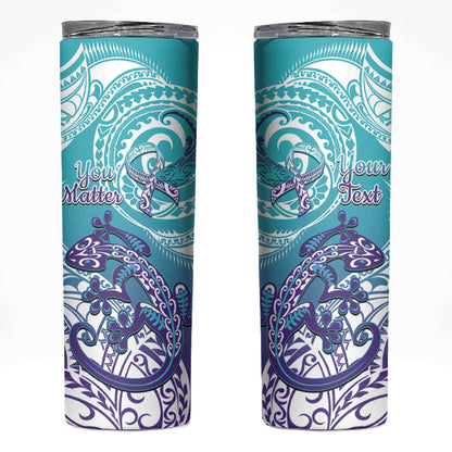 Personalised New Zealand Suicide Prevention Month Skinny Tumbler You Matter NZ Fern With Maori Koru Lizard