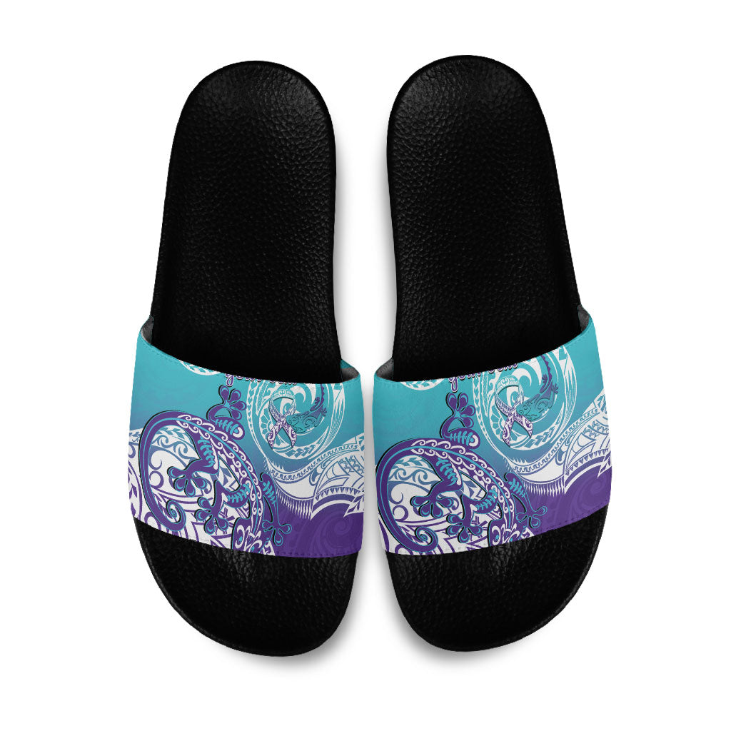 Personalised New Zealand Suicide Prevention Month Slide Sandals You Matter NZ Fern With Maori Koru Lizard
