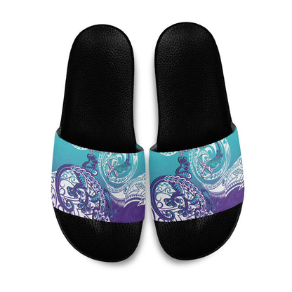 Personalised New Zealand Suicide Prevention Month Slide Sandals You Matter NZ Fern With Maori Koru Lizard
