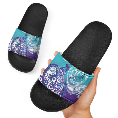 Personalised New Zealand Suicide Prevention Month Slide Sandals You Matter NZ Fern With Maori Koru Lizard